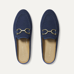 The Double Bit Loafer Mule - Blue Raffia-Knit