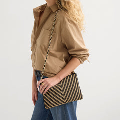 The Convertible Clutch - Toffee Chevron