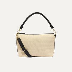 The Daily Crossbody - Black and White Raffia-Knit