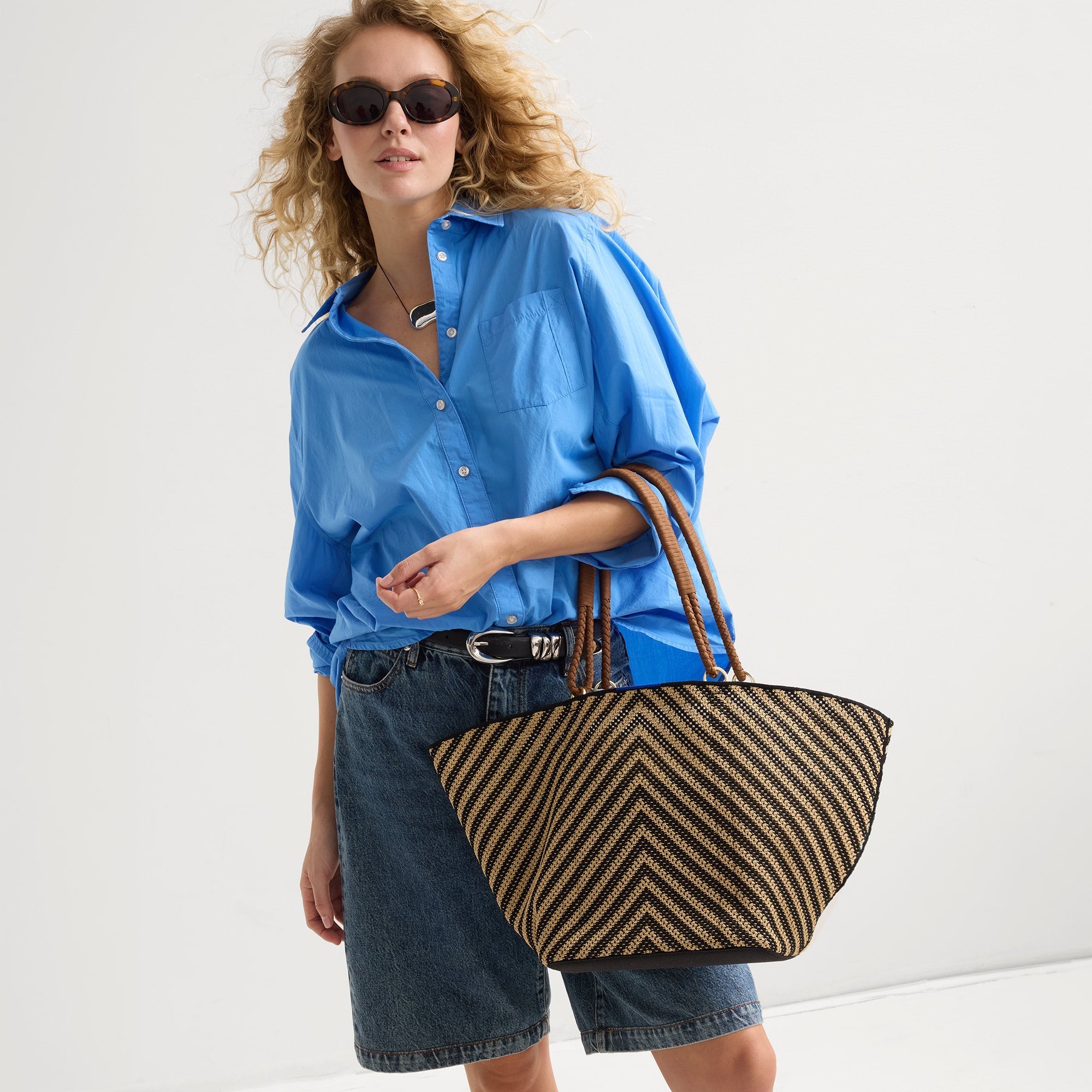 The Summer Tote - Toffee Chevron